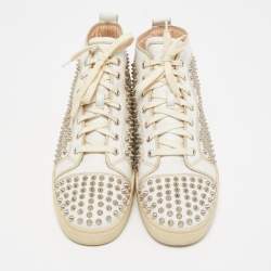 Christian Louboutin White Leather Louis Spikes High Top Sneakers Size 41