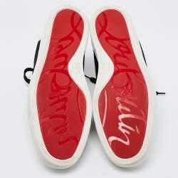 Christian Louboutin White/Black Leather Elastikid Sneakers Size 42.5