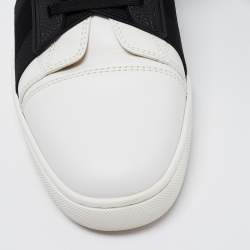 Christian Louboutin White/Black Leather Elastikid Sneakers Size 42.5