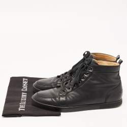 Pre Owned Christian Louboutin Black Leather Rantus Orlato High Top Sneakers Size 42.5