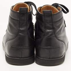 Pre Owned Christian Louboutin Black Leather Rantus Orlato High Top Sneakers Size 42.5