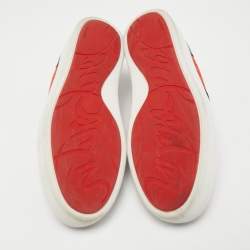 Christian Louboutin Red/Black Leather and Rubber Louis Junior Low Top Sneakers Size 41.5