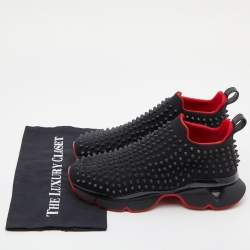 مملوكة مسبقًا Christian Louboutin Black Neoprene Spike Sock Slip-On Sneakers Size 39