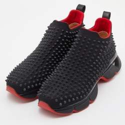 Christian Louboutin Sneakers Shoes Neoprene Black Red Women's EU 39