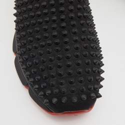 مملوكة مسبقًا Christian Louboutin Black Neoprene Spike Sock Slip-On Sneakers Size 39