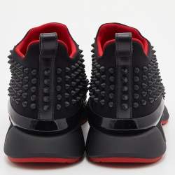 مملوكة مسبقًا Christian Louboutin Black Neoprene Spike Sock Slip-On Sneakers Size 39