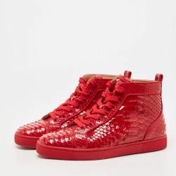 Christian Louboutin Men's Louis Orlato Red Perforated High Top  Sneakers (us_Footwear_Size_System, Adult, Men, Numeric, Medium, Numeric_6)
