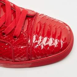  Christian Louboutin Red Python Louis Orlato High Top Sneakers Size 40