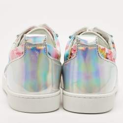 مملوكة مسبقًا Christian Louboutin Multicolor Floral Print Leather and Laminated Leather Louis Spike Junior Low Top Sneakers Size 43