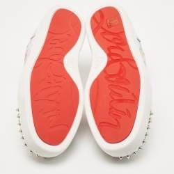 مملوكة مسبقًا Christian Louboutin Multicolor Floral Print Leather and Laminated Leather Louis Spike Junior Low Top Sneakers Size 43