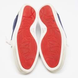 Christian Louboutin Tricolor Leather And Denim Cap Toe Low Top Sneakers Size 45
