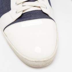 Christian Louboutin Tricolor Leather And Denim Cap Toe Low Top Sneakers Size 45