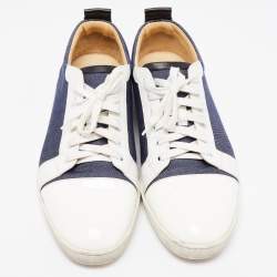 Christian Louboutin Tricolor Leather And Denim Cap Toe Low Top Sneakers Size 45