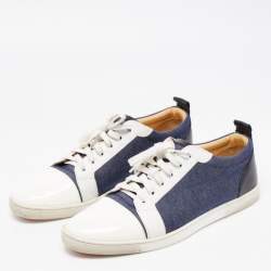 Christian Louboutin Tricolor Leather And Denim Cap Toe Low Top Sneakers Size 45