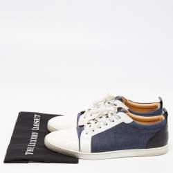 Christian Louboutin Tricolor Leather And Denim Cap Toe Low Top Sneakers Size 45