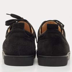 مملوكة مسبقًا Christian Louboutin Black Suede Louis Junior Spike Low Top Sneakers Size 41