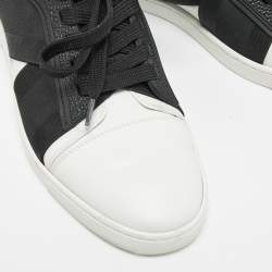 Pre Owned Christian Louboutin Black/White Leather Elastikid Donna Low Top Sneakers Size 38
