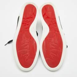 Pre Owned Christian Louboutin Black/White Leather Elastikid Donna Low Top Sneakers Size 38