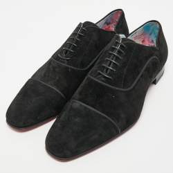 Christian Louboutin Black/White Canvas Greggo Lace Up Espadrille Size 42