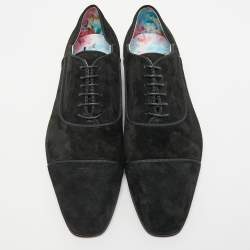 Christian Louboutin Black/White Canvas Greggo Lace Up Espadrille Size 42