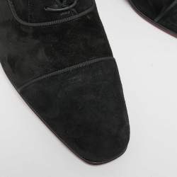 Christian Louboutin Black/White Canvas Greggo Lace Up Espadrille Size 42