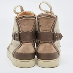 Christian Louboutin Two Tone Canvas and Leather Alfie High Top Sneakers Size 41