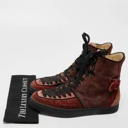 Christian Louboutin Multicolor Suede Alfie High Top Sneakers Size 41