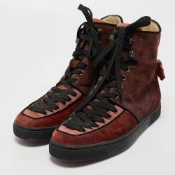 Christian Louboutin Multicolor Suede Alfie High Top Sneakers Size 41