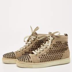 Christian Louboutin Brown Suede Spike High Top Sneakers Size 41