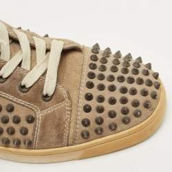 Christian Louboutin Brown Suede Spike High Top Sneakers Size 41