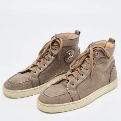 Christian Louboutin Brown Canvas Rantus Orlato High Top Sneakers Size 41