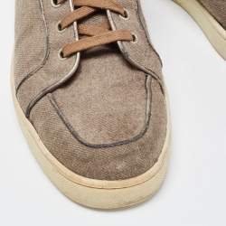 Christian Louboutin Brown Canvas Rantus Orlato High Top Sneakers Size 41