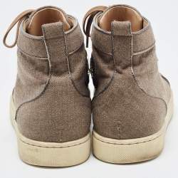 Christian Louboutin Brown Canvas Rantus Orlato High Top Sneakers Size 41