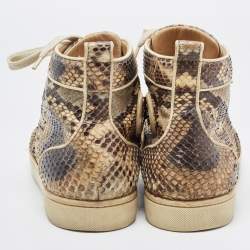Christian Louboutin Brown/Beige Python Rantus Orlato High Top Sneakers Size 41
