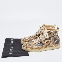 Christian Louboutin Brown/Beige Python Rantus Orlato High Top Sneakers Size 41