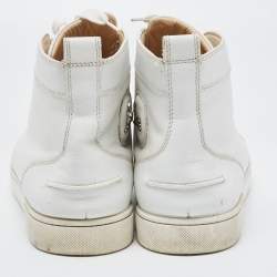 Pre Owned Christian Louboutin White Leather Louis High Top Sneakers Size 43