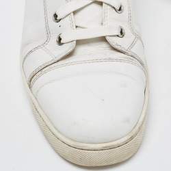 Pre Owned Christian Louboutin White Leather Louis High Top Sneakers Size 43