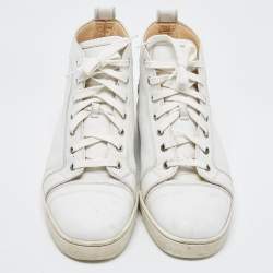 Pre Owned Christian Louboutin White Leather Louis High Top Sneakers Size 43