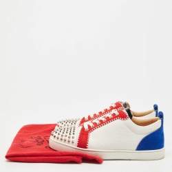 Pre Owned Christian Louboutin Multicolor Suede And Canvas Spiked Orlato Low Top Sneakers Size 40.5