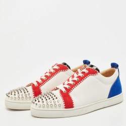 Pre Owned Christian Louboutin Multicolor Suede And Canvas Spiked Orlato Low Top Sneakers Size 40.5