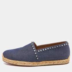 Christian Louboutin Blue Denim Spike Trim Espadrille Size 40