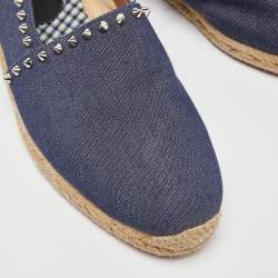 Christian Louboutin Blue Denim Spike Trim Espadrille Size 40