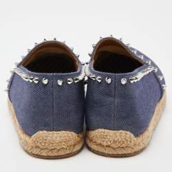 Christian Louboutin Blue Denim Spike Trim Espadrille Size 40