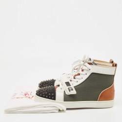 Christian Louboutin Multicolor Leather Lou Spike High Top Sneakers Size 42