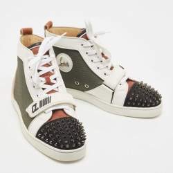 Christian Louboutin Multicolor Leather Lou Spike High Top Sneakers Size 42