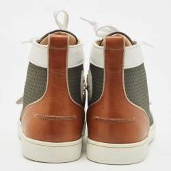 Christian Louboutin Multicolor Leather Lou Spike High Top Sneakers Size 42