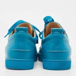 Christian Louboutin Blue Leather Louis Junior Spike Sneakers Size 42.5
