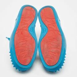 Christian Louboutin Blue Leather Louis Junior Spike Sneakers Size 42.5