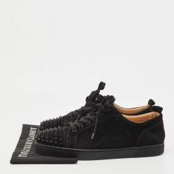 Christian Louboutin Black Suede Louis Junior Spike Sneakers Size 45