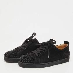 Christian Louboutin Black Suede Louis Junior Spike Sneakers Size 45